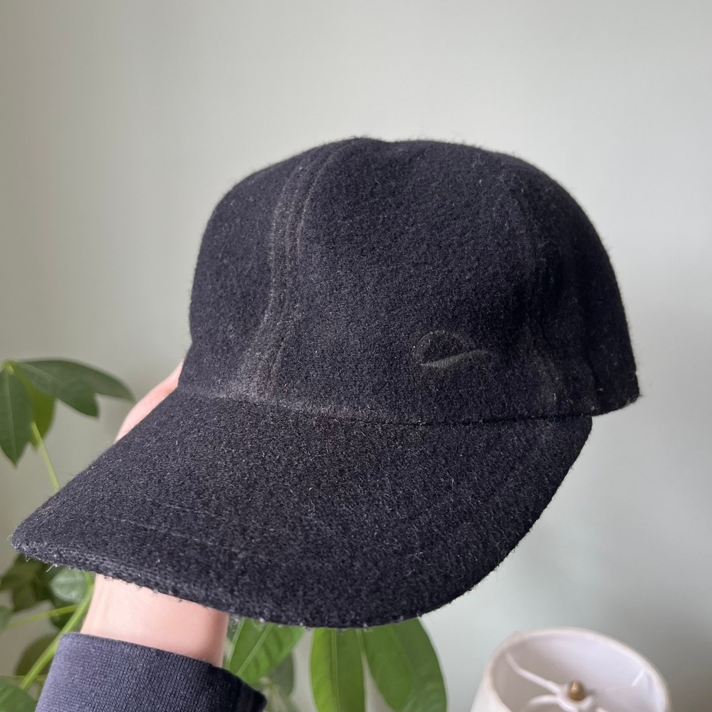Gottmann Black Wool Blend Baseball Cap with Fold Down Ear Flaps Size 58 Hat